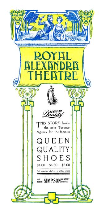 Cover features: name of Royal Alexandra Theatre within decorative framing; surmounted by drawin ...