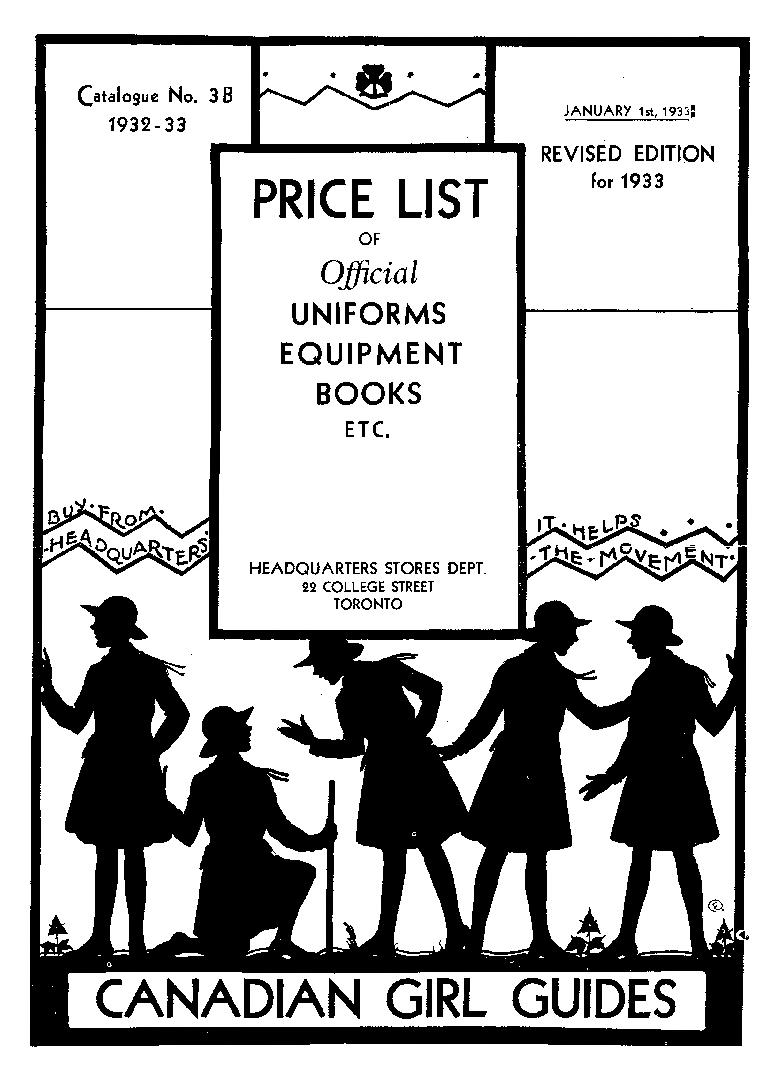 Cover has illustration of Girl Guides in silhouette at bottom, text in the middle framed within ...