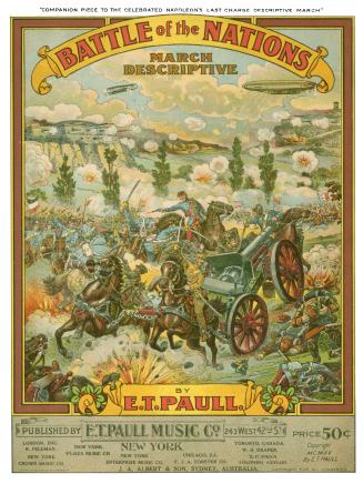 Cover features: title and composition information; facsimile lithograph of a chaotic battle sce ...