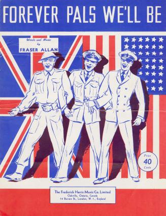 Cover features: title and composition information; central drawing of three soldiers with arms  ...