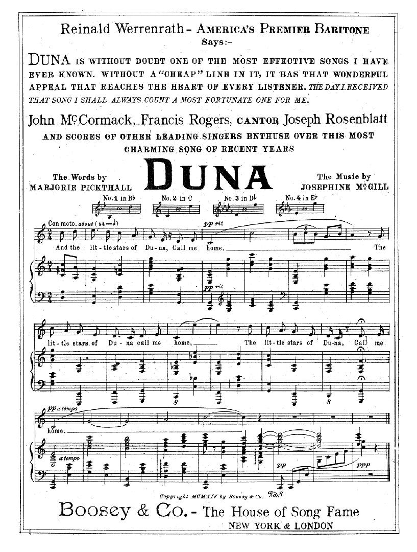 Cover features: thematic advertisement for the song Duna by Josephine McGill (black ink on unco ...