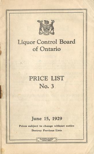 Liquor Control Board of Ontario price list no.3