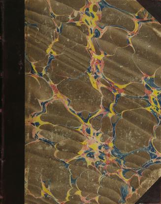 Cover has marbled pattern with leather at spine and corners. No text or illustrations