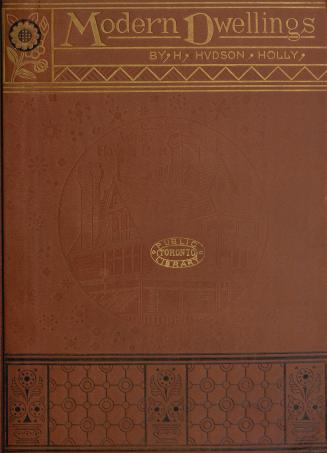 Brown cloth cover has decorative line borders at top and bottom, in gold and black. Centre has  ...