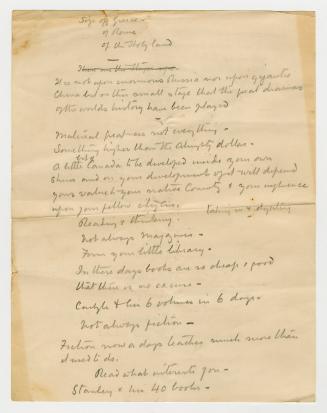 Manuscript notes in Arthur Conan Doyle's handwriting. 