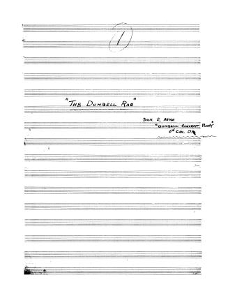 Manuscript score of "The Dumbell rag" on staff paper.