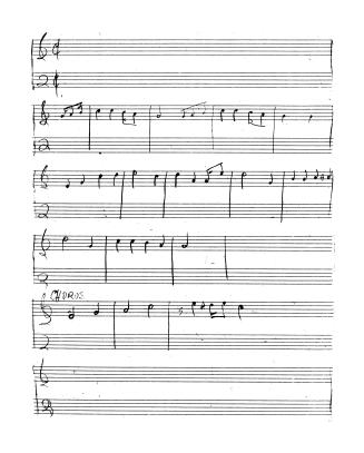 Manuscript score of the "Dumbell rag" (pencil on staff paper).