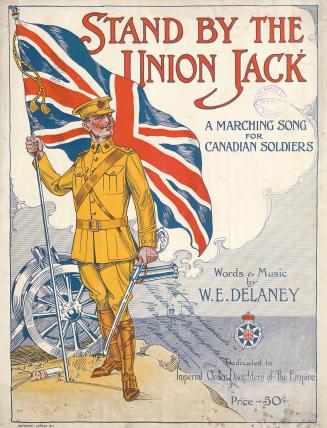 Cover features: title and composition information against a background drawing of a soldier on  ...