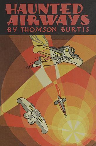 Book cover: Illustration of three aircrafts soaring across the cover in front of colourful beam ...