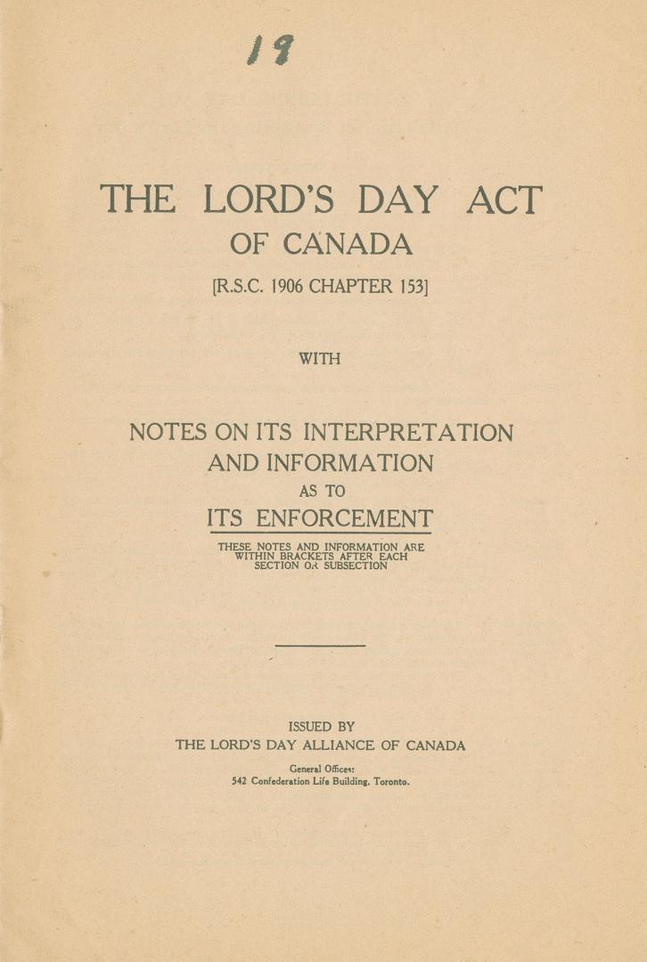 Lord's Day Act of Canada