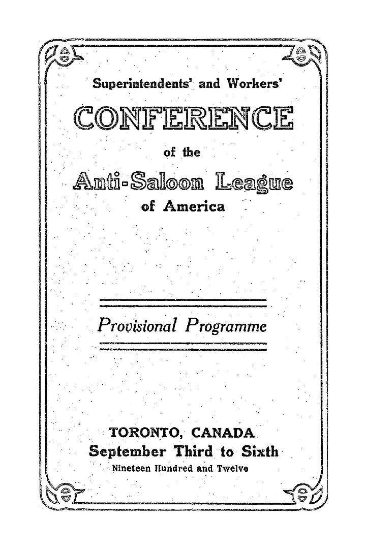 Superintendents' and Workers' Conference of the Anti-Saloon League of America