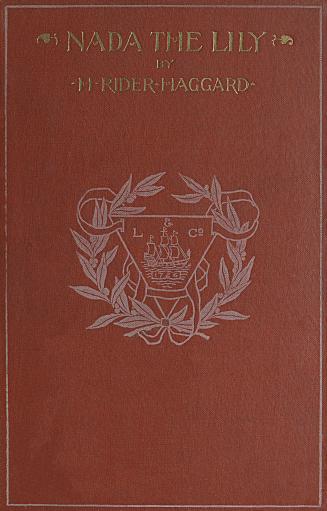 Book cover: Red cloth with gold text and silver shield emblem showing a sailing ship.