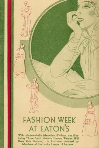 A folded program card for "Fashion Week at Eaton's" by The Junior League of Toronto Fashion Sho ...